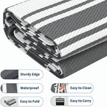 Meiyiu Waterproof Outdoor Rug 8x10/9*12/9*18, Plastic Straw Patio Camping Rug, Indoor Outdoor RV Mat Carpet For Deck, Camper, Porch, Balcony, Backyard, Picnic - Grey-9*12ft - 查看 6