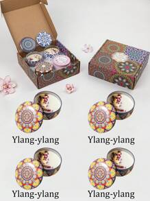 4/1 Scented Candle Set With Colorful Box, Multiple Scent Combinations, Pleasant & Rich Fragrance, Smokeless, Long Burning Time - Christmas Gift Ideal For Family & Friends,Christmas Candle,Gift Sets For Women For Wedding, Birthday, Festivals, Wedding Souvenirs,Aromatherapy Candles For Home,Candle Present For Men And Women, For Birthday Christmas Day Yoga Bath, Valentine's Day Gift, Home, Hotel Decoration, Retro Pattern Design, Soy Wax, - Multicolor - View 41