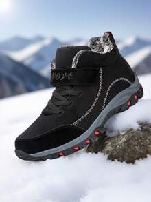 Giày bốt đi tuyết nam, giày thể thao ngoài trời cho mùa thu/đông, giày đi bộ đường dài có móc và vòng, giày đi bộ đường dài cắm trại ngoài trời, giày đi tuyết chống bền cỡ lớn, cỡ 39-48 - màu đen - Xem 3