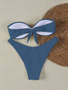 Polovedo Official European & American Sexy Bandeau Solid Color Bikini Swimsuit