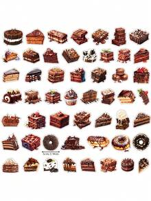 50pcs Chocolate Cartoon Graffiti Stickers For Water Bottle, Laptop, Luggage Decoration School Supplies - Multicolor - View 2