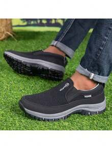 Men's Casual Non-Slip Slip-On Sneakers Lightweight And Breathable Outdoor Shoes Total Comfort Ideal For Hiking And Adventures - 黑與白 - 查看 2