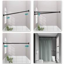 1 多功能窗帘杆、窗帘杆支架、无需钻孔、用于门帘、窗帘、半帘、短帘、咖啡帘、门帘杆、可伸缩杆、可调节烘干机、衣柜支架、家具支架、烘干机、鞋柜、收纳杆、家用浴室配件、浴室