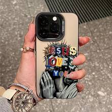 1pc Vintage European American Ins Style Matte Khaki Thorn Wreath Jesus Praying Portrait JESUS LOVES YOU Scrapbook Style Colorful Collage Letter Phone Case Faith Artistic Atmosphere Unisex Full Coverage Anti-Drop Soft Shell Compatible With IPhone All Series, Compatible Models: IPhone17/17Pro/17ProMax/16/16Plus/16ProMax/16e/15ProMax/11/12/12Pro/12ProMax/13Pro/13ProMax/14/14Pro/14ProMax - Black Frame Silver Gray - View 1