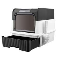 Cat Litter Box, Enclosed Toilet House, Cat Litter Scoop And Deodorizing Bag Box Included, Removable Tray, Load Capacity 15 Kg, Pink/Black/Grey - 黑色 - 查看 2