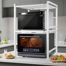 Height-Adjustable Kitchen Shelf, Double-Tier Microwave Holder, Made Of Carbon Steel, Kitchen Shelf, Extendable Microwave Stand, Spice Rack, Microwave Holder, Organizer, For Kitchen, White - White 40-64*36.5*78cm - View 2