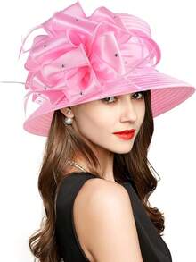 2025 Bucket Hats Women Ladies Girls, Organza Derby Fascinator Hat Tea Party Bridal Church, Hats - A-4585粉紅色 - 查看 4