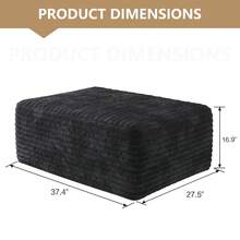LUCKHAO 37.40"Sofa Ottoman ,No Assembly Required,White(Plush Corduroy Fabric) DIY Sofa Chairs, No Assembly Required Suitable For Balconies, Living Rooms, Bedrooms - 黑色 - 查看 2