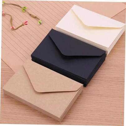 20-30 piezas de sobres mini cuadrados vintage, sobres de papel kraft fresco, tarjetas pequeñas, estilo Ins, blanco y negro, sencillo