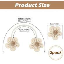 1pc/2pcs Flower Curtain Tiebacks With Linen Straps, Purely Handcrafted In A Light Luxury And High-End Style. These Are Decorative Fasteners, Buckles, And Gathering Clips, Suitable For Living Rooms, Bedrooms, And Home Decoration,Room Decor
