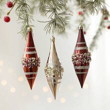 2/3 szt. lśniących, w kolorze szampańskim, wkręcanych ozdób choinkowych, w pudełku