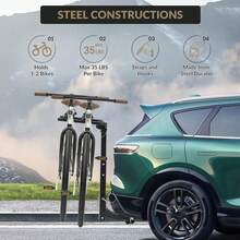 2 Fahrradträger Anhängerkupplung Faltbarer Fahrradträger für Autokupplung, Stahl-Auto-Fahrradträger für SUV, Fahrrad-Auto-Träger mit Anhängerkupplung, Gurte, Fahrradträger-Anhängerkupplung, einfach zu montieren und zu verwenden