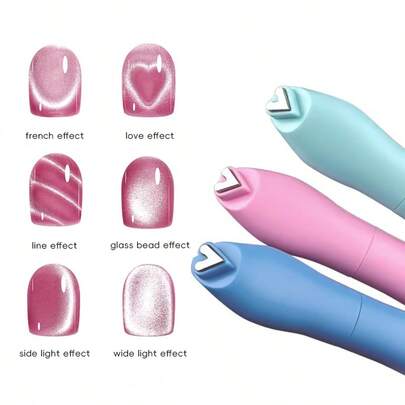 SAUA 1 件强力可拆卸心形和蛇皮磁性猫眼美甲工具，3 色磁性美甲沙龙工具