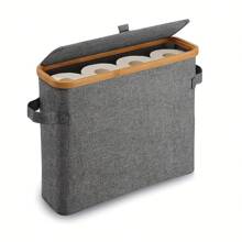 Bohemian Style Bamboo Toilet Paper Holder With Storage Basket, Multi-Functional Collapsible Storage Basket, Laundry Basket, Suitable For Bathroom, Bedroom, Dormitory, Office - Bamboo Toilet Paper Holder - View 20