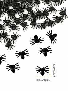 100 Pieces - Black Simulated Spiders, Realistic Plastic Spider Decorations For Halloween Decoration, Black Scary Prank Spiders For Halloween Party Decoration, Small Spider Accessories, Halloween Spiders Indoor And Outdoor Party Decoration, Garden Decoration, Room & Home Decoration, Halloween Toy Accessories, Autumn Decoration