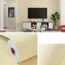 1pc Self-Adhesive Linen Texture Wallpaper - Washable Texturized Wall Covering With Straight Match Installation, Seamless Design For Easy Application - Multicolor - View 10