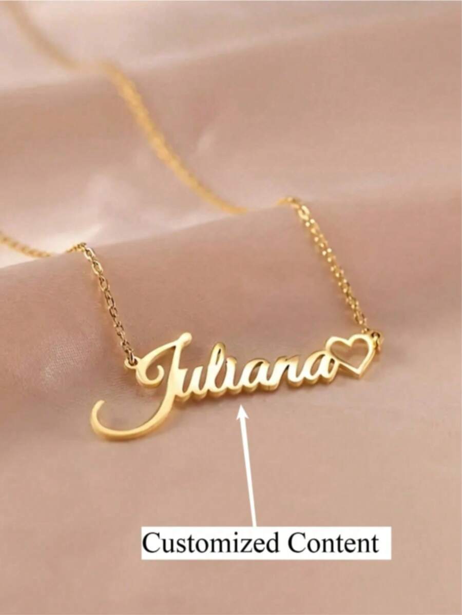 [Custom Necklace] Personalized Name Necklace - Heart Pendant - Multicolor - View 1