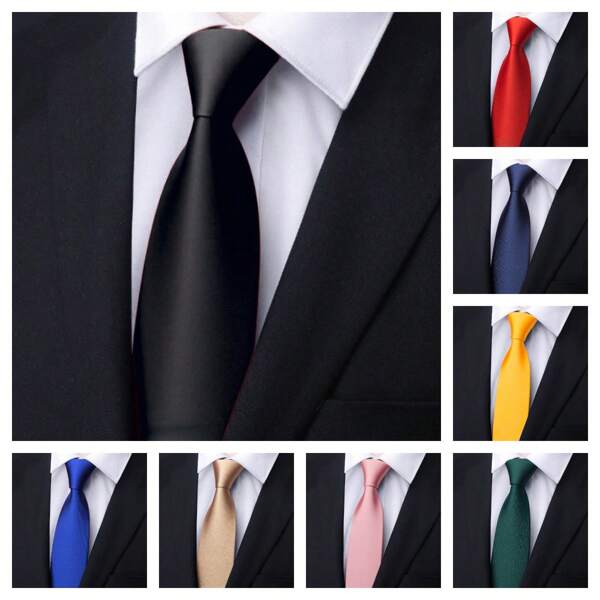 1pc Men's Solid Color High-Grade Polyester Necktie, Suitable For Business Attire, Workplace, Parties, Weddings, And Holiday Gifts
