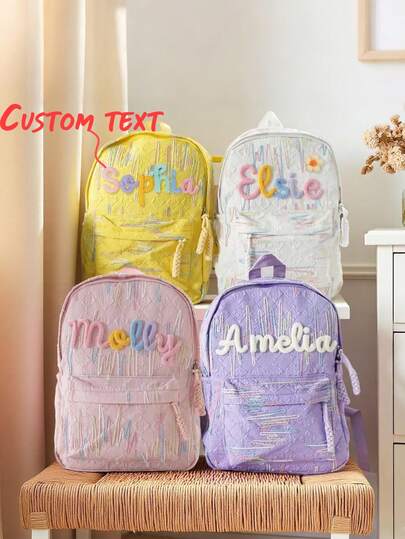 Personalized Kid Backpack, School Bag, Toddler Book Bag For Ages, Preschool Children's Backpack, Back To School, Gifts For Girls Boys Backpacks Handmade Backpacks, Personalized Alphabet Backpacks, Hand-Embroidered Commemorative Backpacks Backpack Travel Bags, Gifts For Girlfriends, Gifts For Moms, Bridal/Bridesmaids Party Gifts, Multi-Functional, Ornamental, Letter, Stylish, Modern, Colorful, Cute, Adorable, Casual, Custom, Personalised, Unique, Customized, Ideal Gifts For Him, Ideal Gifts For Her, Christmas Gift Supplies