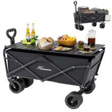 5英寸大容量重型折叠旅行车便携式桌面，便携式折叠运动购物露营旅行车桌面，便携式碳钢折叠桌面，露营、钓鱼、家庭野餐等必备便携式折叠桌面 - 黑色 - 查看 12