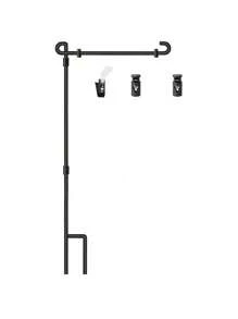 1 套万圣节户外花园旗杆和旗帜，黑猫和南瓜，骷髅旗，金属双面花园旗帜节日装饰旗杆，万圣节恐怖亚麻花园旗，节日装饰旗杆