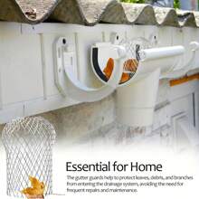 4 件装铝制排水沟防护罩，可扩展防叶网过滤器，落水管防碎屑，易于安装，材质耐用 - 均碼 - 查看 4