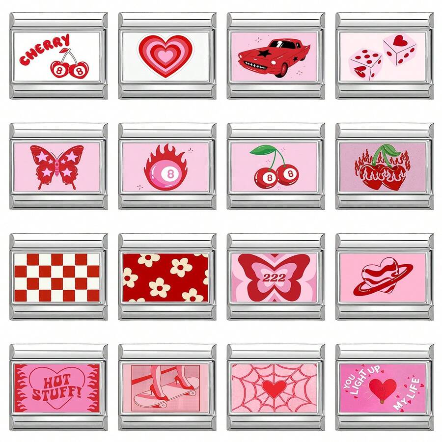 1pc DIY Modular Photo Bracelet, With Animal, Butterfly, Heart, Letter, Cherry Blossom Elements, Suitable As Party Gift For Friends/Couples, Ideal For Christmas, New Year, Halloween, Valentine's Day, Charming Design, Stainless Steel Jewelry, Local , Practical & Fashionable, Christmas & Halloween Essential - M293842 - View 1