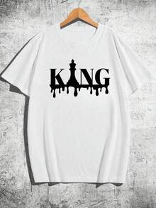 Men's Casual Short Sleeve Crew Neck T-Shirt, Creative Printed Design, Simple Design, Woven Process - White 8 - View 2