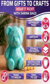 200Pcs Heat Shrink Wrap Bags – 3 Sizes 4x6" (120) 8x10" (50) 10x12" (30) Clear PVC Plastic – Compatible With Any Heat Gun Or Hair Dryer At Medium Temperature – Great For Wrapping DIY Crafts And Gifts - 杏色 - 查看 4