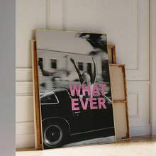 1幅Y2K时尚黑白印花帆布墙画海报，时尚酷炫少女风装饰画，适合客厅、公寓、青少年房间、宿舍，可作为送给她的礼物，可选无框或有框。