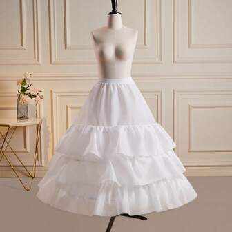 可调节腰部衬裙吊带裙，带 3 层荷叶边，宽松衬裙，适合婚礼、派对、舞会秋季女士服装