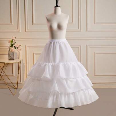 可调节腰部衬裙吊带裙，带 3 层荷叶边，宽松衬裙，适合婚礼、派对、舞会秋季女士服装