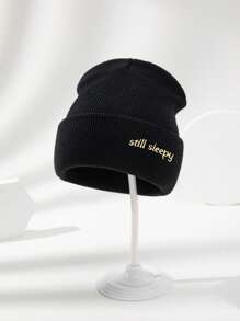 1 件男女通用“Still Sleepy”字母刺绣弹力便帽，户外休闲时尚薄针织帽，适合日常穿着，秋冬，馈赠佳品 - A - 查看 15