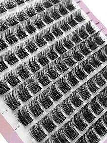 110pcs D-Curl Fluffy Natural Eyelash Clusters, 3D Volumizing Eyelash Extensions, 8-14mm Length, Cluster Lashes For DIY Eyelash Extension, Natural Makeup Effect - 黑色 - 查看 8