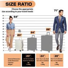 Luggage Travel Suitcase Carry On Luggage PC+ABS Suitcases With Double Spinner Wheels Airline Approved Luggage With TSA Lock 20 Inch,Vacation - Bạc - Xem 3