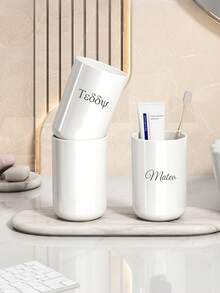 Individualisierter einfacher Kunststoff Reinigungsbecher in reinem Weiß, Zahnputzbecher, Wasserglas, Haushaltszahnputzbecher, Zahnbürstenhalter, tragbarer Reise-Zahnputzbecher für Paar, individualisierter Reinigungsbecher für Zuhause, Studentenwohnheim Reinigungsbecher, individualisierter Getränkebecher