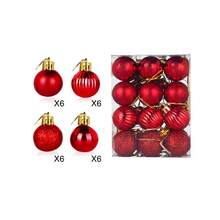 Set de 24 bolas de navidad metálicas brillantes de 3 cm, surtido de colores oro, plata y rojo, bolas de navidad mini irrompibles para árbol, decoración de fiesta - Multicolor - Ver 5
