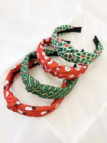 4pcs/Set Women's Santa Claus, Snowman, Christmas Tree Fabric Headbands, Sweet Headwear For Daily Use And Christmas Holiday, Hairband For Women, Autumn Outfits, Hair Hoop ,Christmas Decorations Home Holiday Essential