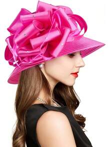 2025 Bucket Hats Women Ladies Girls, Organza Derby Fascinator Hat Tea Party Bridal Church, Hats - 4455 màu hồng - Xem 10