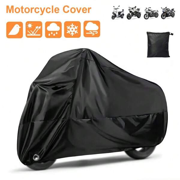 Capa para motocicleta de 1 peça - Tecido Oxford 190T, Proteção contra chuva/sol/poeira/neve, com furo para trava, bolsa de armazenamento extra, uso em todas as estações