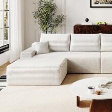LUCKHAO 37.40"Sofa Ottoman ,No Assembly Required,White(Plush Corduroy Fabric) DIY Sofa Chairs, No Assembly Required Suitable For Balconies, Living Rooms, Bedrooms - trắng - Xem 4