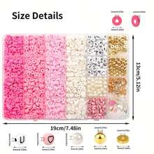 1 Box Of 24-Grid Clay Bead Making Kit, Valentine's Day DIY Friendship Bracelet Set For Necklace And Bracelet Making