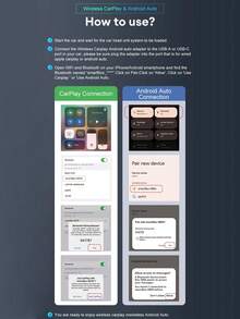 XUDA 2in1 Wireless CarPlay AI Mini Box &Android Auto Box RGB Colorful Atmosphere Light Plug&Play Automatic Connection For Wired Carplay Android Auto Car - Black - View 2