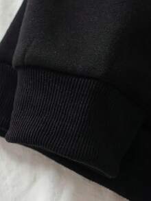 Personality Fun Slogan Print Women's Casual Plus Size Hoodie Long Sleeve Drawstring Hooded Sweatshirt With Pockets Perfect For Fall/Winter - màu đen - Xem 3