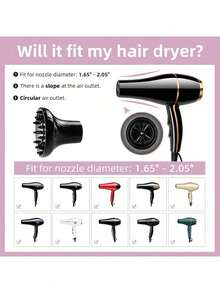 吹风机扩散器喷嘴，蜗牛卷发丰盈器，可调节以适应 1.5 英寸 - 2.7 英寸的吹风机，适用于市场上 90% 以上的吹风机设计，返校、旅行度假必备品，女士发饰 - 彩色 - 查看 10