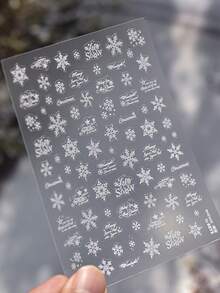 1 件 5D 美甲贴纸圣诞美甲贴纸 5D 浮雕闪亮金色圣诞树指甲贴纸麋鹿花环雪花指甲贴花适合女士女孩冬季假期美甲 DIY 美甲用品