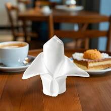 Mejore su experiencia gastronómica con nuestro lujoso juego de 10 servilletas de satén de poliéster en dorado, blanco, azul y amarillo - 43 x 43 cm - Blanco - Ver 3