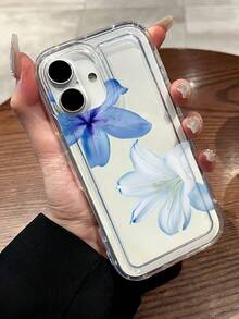 1 Pair Summer Blue Lily Flower Pattern Transparent Airbag Anti-Drop Full Coverage TPU Phone Protective Case Compatible With IPhone 17/16/11/12/13/14/15/15 Pro/15 Plus/15 Pro Max/7 Plus/8 Plus/X/XS Max/XR/11 Pro/12 Pro/13 Pro/14 Pro/12 Mini/13 Mini/11 Pro Max/12 Pro Max/13 Pro Max/14 Pro Max/14 Plus/6/6S/6 Plus/7/8/16 Pro/16 Plus/16 Pro Max/SE & Compatible With Samsung Galaxy A54/A14/A12/A13/A15/A32/A33/A24/A52S/S20/S21/S22/S23/S24/S23 Plus/S24 Ultra/S25/A15/A33/A23