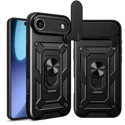 Slide Lens Armor For Iphone 17 Air Case Compatible With IPhone 17 Air Case Magnetic Ring Stand Holder Full Protective Shockproof Cover