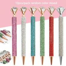 1/3/10 Stücke luxuriöse Kugelschreiber mit Strass, Metallkörper mit Schraubkappe, runde Form, mittlere Spitze, eleganter rosa Geschenkschreiber für Studenten